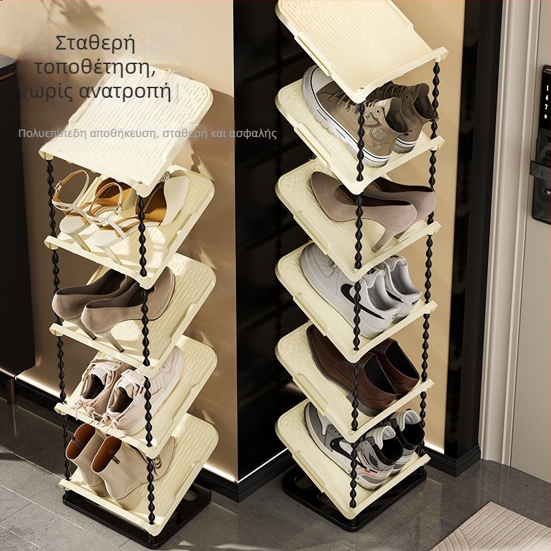 Ράφι παπουτσιών με κλίση, 6 επίπεδα, υλικό PP, μοντέρνο στυλ μινιμαλισμού, τοποθέτηση στο πάτωμα, κατάλληλο για αθλητικά παπούτσια, μποτάκια και ψηλά τακούνια