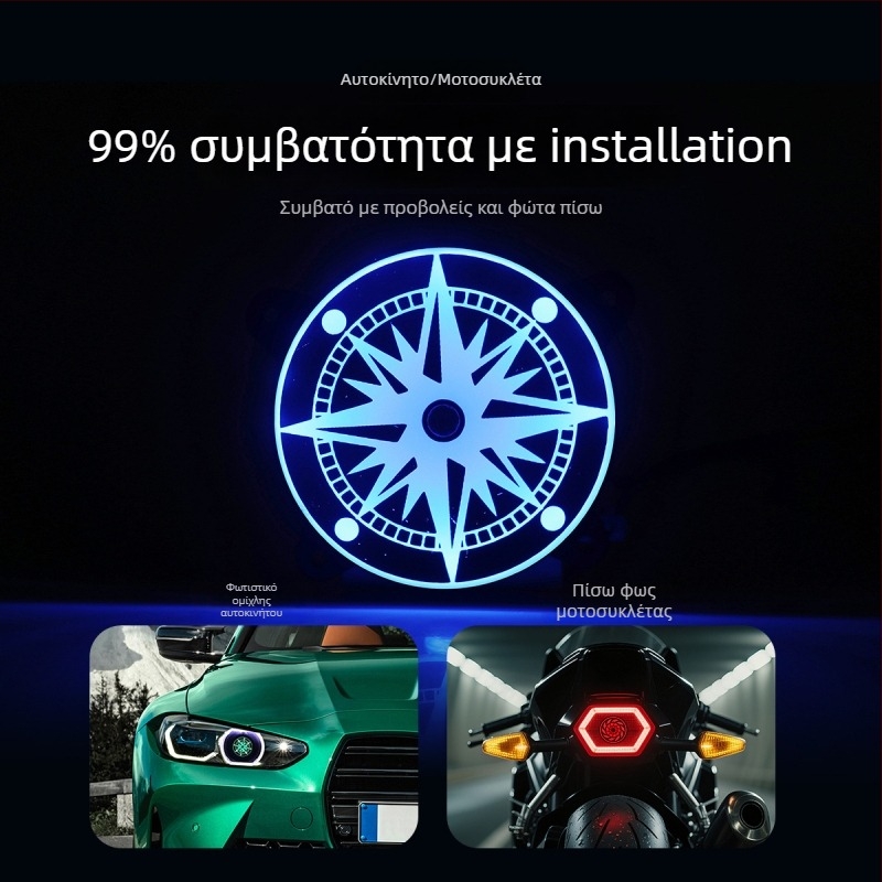 LED πίσω φανάρι με περιστρεφόμενη RGB διακοσμητική κάλυψη – 12V, μοντέλο fog084, παγκόσμια συμβατότητα, ABS σώμα, διάρκεια ζωής 50000 ωρών