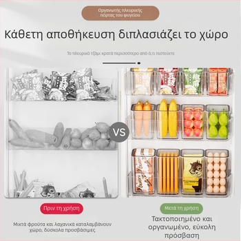 Δοχείο αποθήκευσης αυγών για την πλευρική πόρτα του ψυγείου, διατήρηση φρεσκάδας φρούτων και λαχανικών, κατηγορία τροφίμων, PET υλικό, οργάνωση κουζίνας