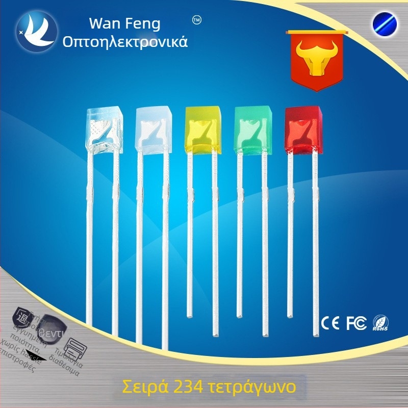 Τετράγωνα LED ενδεικτικά – τσιπ Sanan, 1.8–3.4 V, 20 mA, 0.06 W, φωτεινότητα 3.5–4.3 lm