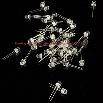 LED κόκκοι 5 mm, μοντέλο F5, ευθύγραμμο, 2.8–3.2 V, 20 mA, 0.2 W, δέσμη 60°, 7–8 lm