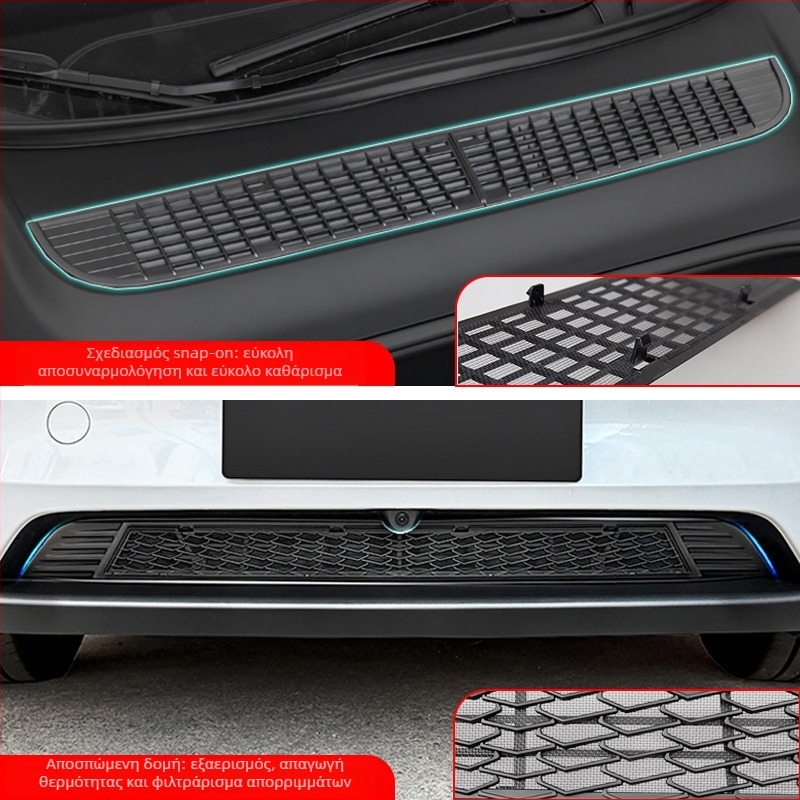 ABS YS-01 Κεντρικό κάλυμμα εισαγωγής αέρα με κεντρικό πλέγμα και προστασία δεξαμενής νερού, κατάλληλο για 6‑θέσιο Tesla Refreshed Model Y/3/YL, αποσπώμενο προστατευτικό εντόμων