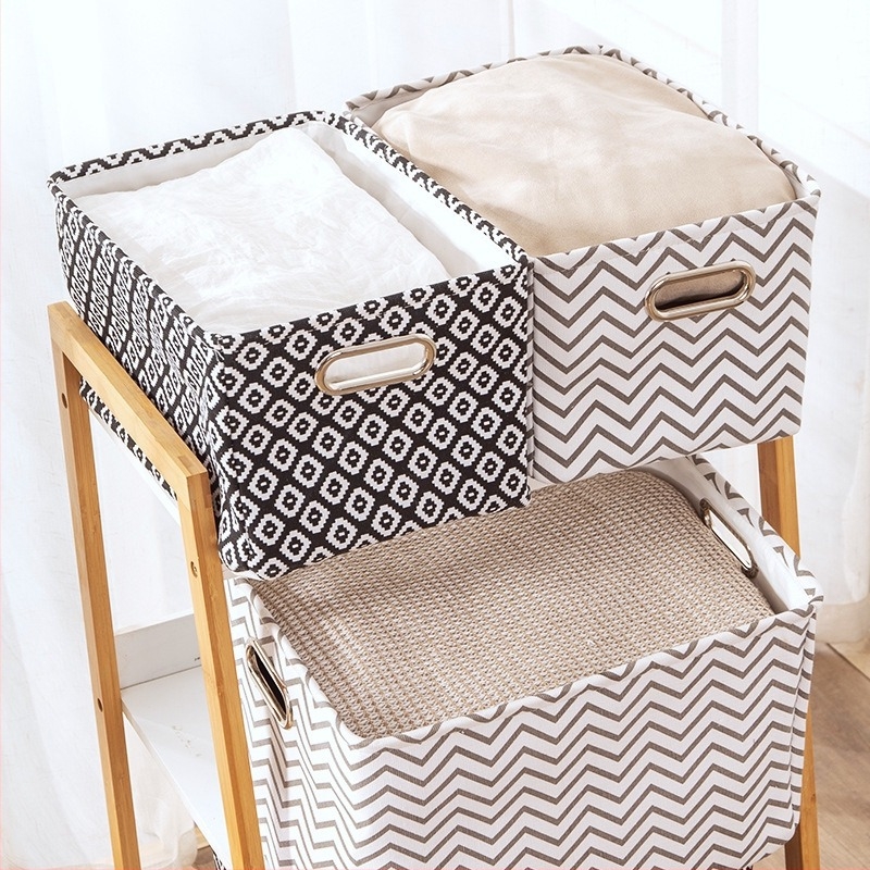 Υφασμάτινο καλάθι αποθήκευσης γραφείου σε στυλ συρταριού, για υπνοδωμάτιο, με ριγέ μοτίβο, φορητό και πολυχρηστικό