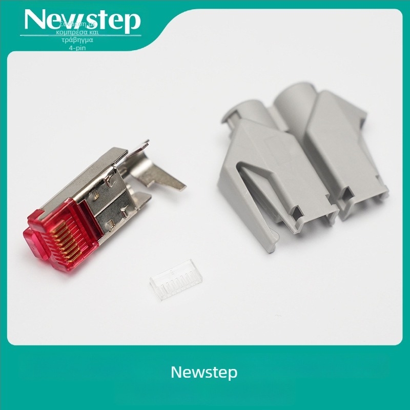 RJ45 Pass-Through συνδετήρας, Crimp τύπος, 4/8 πυρήνες, 22-26 AWG, χωρίς αφαίρεση μόνωσης, Cat5e/Cat6a