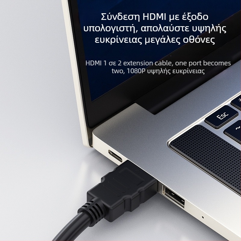 HDMI διαχωριστής με 1 είσοδο και 2 εξόδους, μήκος 0,3 μ., χαλκός με επίχρυσο φινίρισμα, HDMI καλώδιο