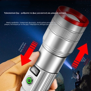 Φακός κατασκήνωσης με πυρακτώμενο λαμπτήρα, επαναφορτιζόμενος, διακόπτης με κουμπί