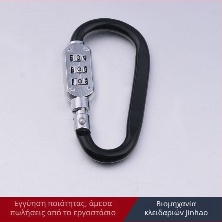 Μηχανική κλειδαριά με τριψήφιο κωδικό και καραμπίνερ, μοντέλο HE02; υλικό: κράμα αλουμινίου + κράμα ψευδάργύρου; πάχος της ράβδου κλειδώματος 6; απόσταση ράβδων κλειδώματος 64 × 24