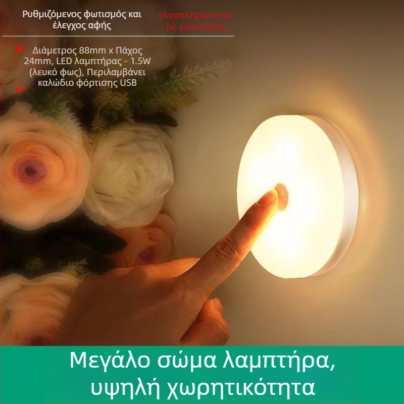 Νυχτερινό φως με αισθητήρα κίνησης για διάδρομο και δωμάτιο ξενοδοχείου, μπαταρία, μοντέλο TAM-073-2, πλαστικό κάλυμμα λαμπτήρα, επαγωγικός διακόπτης