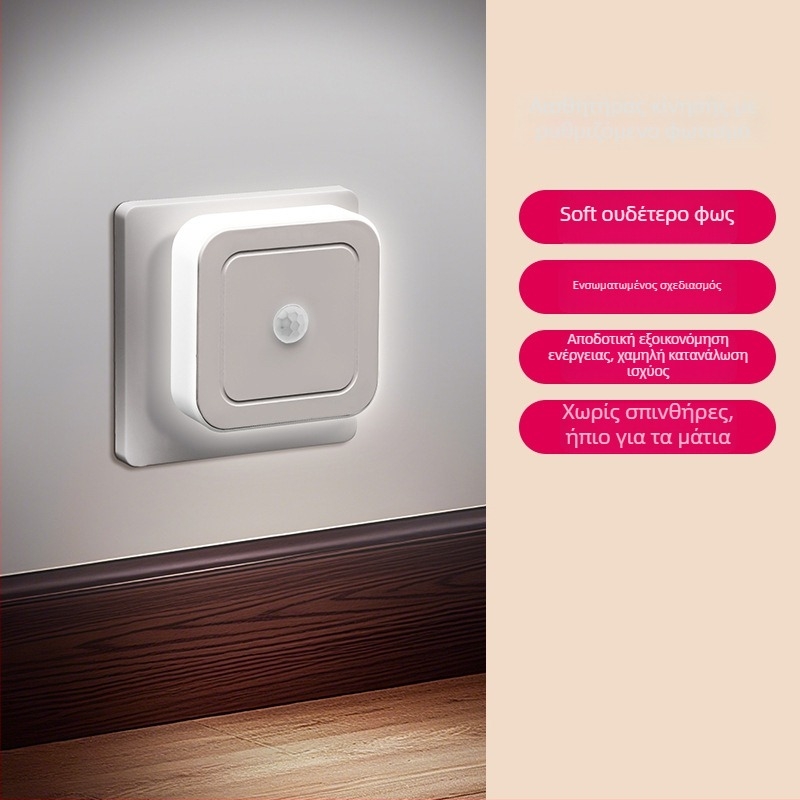 LED νυχτερινό φως με αισθητήρα ανθρώπινου σώματος και βύσμα US – Plug-in, διακόπτης επαγωγής, PS σκίαστρο, γεωμετρικό σχήμα, ≤36V, δυνατότητα εκτύπωσης λογότυπου