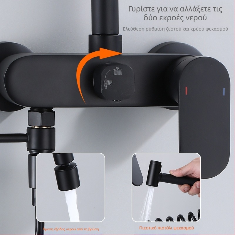 Εντοιχισμένη βρύση κουζίνας για ζεστό και κρύο νερό, χαλκό σώμα, κεραμικός μηχανισμός βαλβίνας, μηχανισμός ανύψωσης, σχεδιασμός με μονή άρθρωση