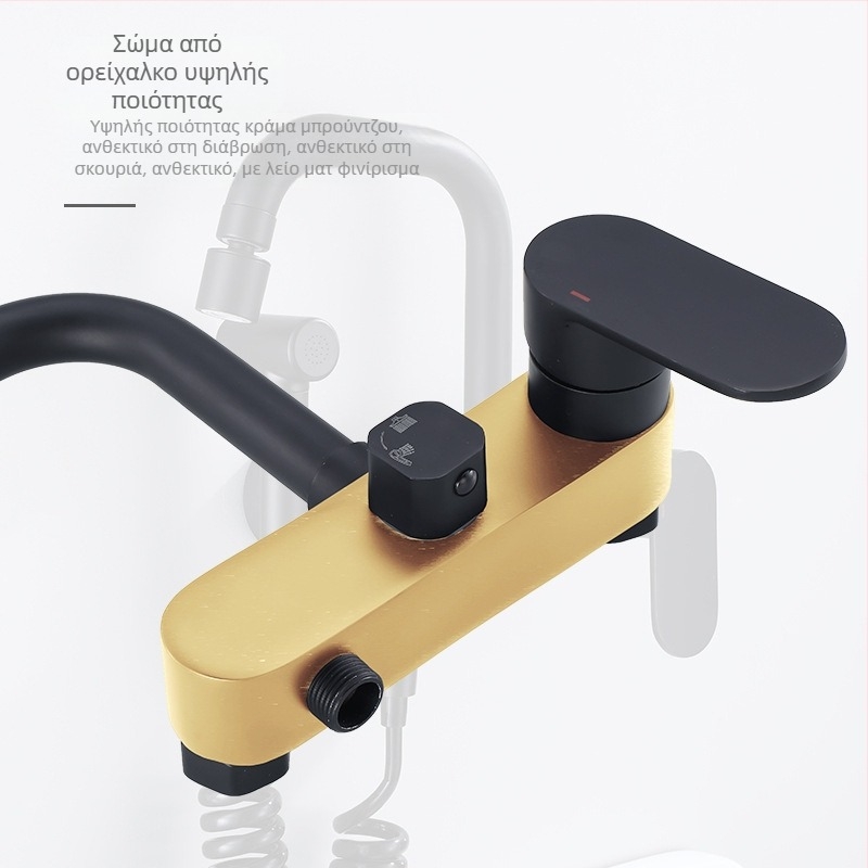 Εντοιχισμένη βρύση κουζίνας για ζεστό και κρύο νερό, χαλκό σώμα, κεραμικός μηχανισμός βαλβίνας, μηχανισμός ανύψωσης, σχεδιασμός με μονή άρθρωση