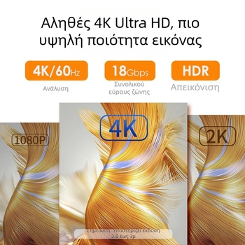 Καλώδιο HDMI 2.0, Συμβατό με 4K, Χαλκός αγωγός, Επαφές με επίχρυση επίστρωση, Για Τηλεόραση, Υπολογιστή, Set-top Box και Προβολέα