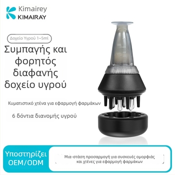 Συσκευή φροντίδας τριχωτού κεφαλής με χειροκίνητο δοσομετρητή για την διάθεση υγρού και μασάζ κεφαλής