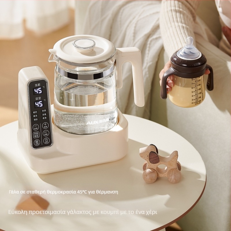 Aux 2-σε-1 γυάλινος βραστήρας νερού και ζεστατήρας γάλακτος, 800W, 220V, μοντέλο Aas-12azx-89a, ευφυής έλεγχος θερμοκρασίας
