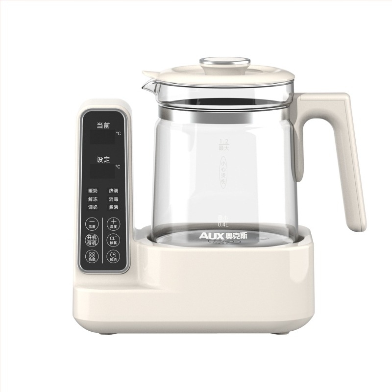 Aux 2-σε-1 γυάλινος βραστήρας νερού και ζεστατήρας γάλακτος, 800W, 220V, μοντέλο Aas-12azx-89a, ευφυής έλεγχος θερμοκρασίας