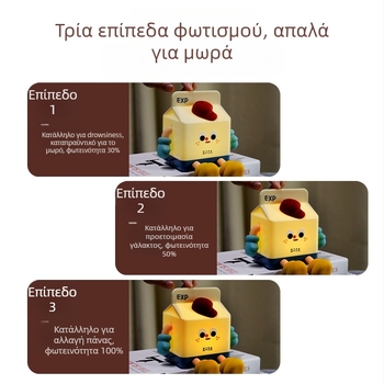 Νυχτερινό φως με σχέδιο καρτούν σε κουτί γάλακτος, ενσωματωμένη μπαταρία, ABS διακοσμητικό, CE πιστοποίηση, κουμπί διακόπτης, εκτυπωμένο λογότυπο