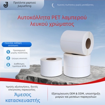 PVC αυτοκόλλητη ετικέτα για εκτύπωση λογότυπου και γραμμωτών κωδικών; ισχυρή κόλλα, αντοχή σε θερμοκρασία 0–80°C, πάχος 0,5 mm, κατάλληλη για διάφορα ηλεκτρονικά προϊόντα