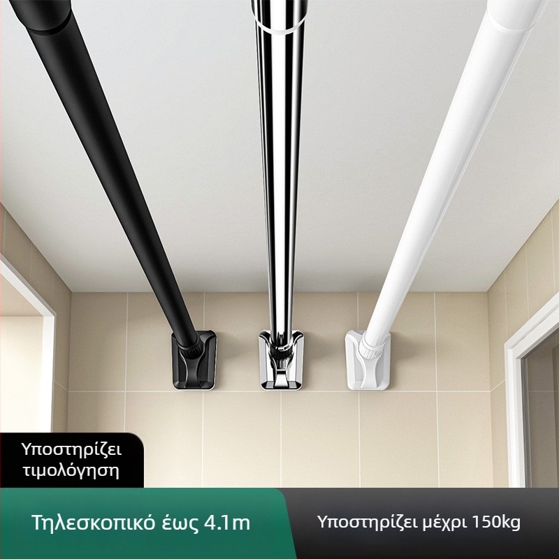 Laijie τηλεσκοπική ράγα ντους χωρίς διάτρηση, χωρίς εγκατάσταση, για στέγνωμα ρούχων σε μπαλκόνι, ανοξείδωτο ατσάλι, μοντέρνος μινιμαλισμός