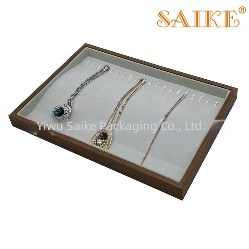 Ξύλινος δίσκος επίδειξης δαχτυλιδιών με μοτίβο καρυδιάς, επιλογές διαμερισμάτων 8, 12 και 24