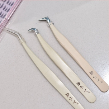 Τσιμπίδες βλεφαρίδων Yuxiaoya με τεχνική χαλαρής μεταμόσχευσης και κλιπ φτερού, ανοξείδωτο ατσάλι, εργαλεία για αρχάριους, καταγωγή Γκουανγκζού