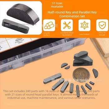 Σετ ακίδων κλειδιών από χάλυβα άνθρακα, 530 τεμάχια, κυκλικοί, ημι-κυκλικοί και παραλληλοί κλειδιά με καμπύλες γωνίες