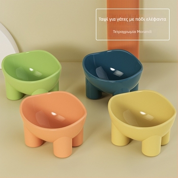 Μπολ για γάτες με σχέδιο ποδιού ελέφαντα, προστασία του λαιμού, αντιανατροπή