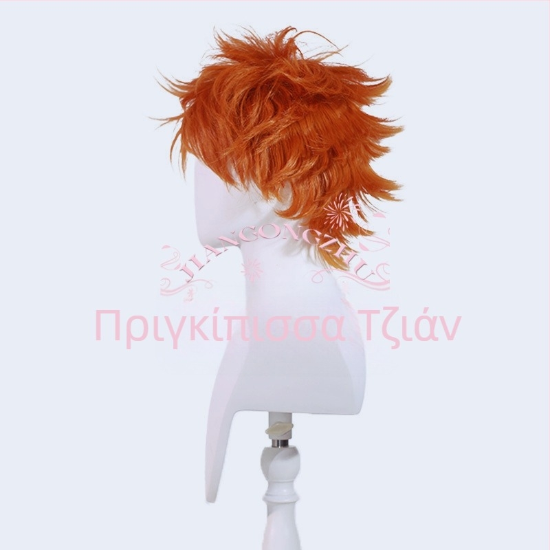 Περουκα cosplay Hinata Shoyo, ίνες υψηλής θερμοκρασίας, πλέγμα με μοτίβο, πλήρης κάλυψη κεφαλής, μη βαφόμενη, χωρίς περμανάντ