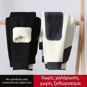 Ανδρικά θερμικά παντελόνια με φλίς επένδυση, εξαιρετικά παχιά πολυεστερική υφανση, προστασία γόνατος, υψηλή μέση για τον χειμώνα