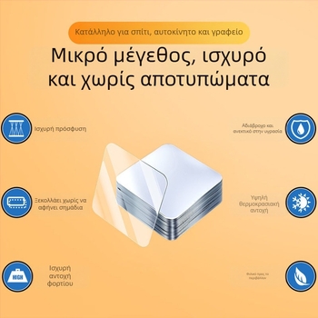 Ακρυλική νανο-διπλής όψης αυτοκόλλητη ταινία – διαφανής, χωρίς ίχνη, τοποθέτηση με κόλλα, άγκιστρο με βεντούζα, δυνατότητα ιδιωτικής ετικέτας