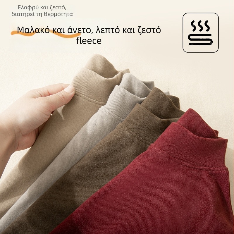 Μπλούζα βάσης για βασικό στρώμα με μισό λαιμό, βελούδινος φλίς για ζεστασιά, unisex, παχύ ύφασμα 251–300 g/m², μακριά μανίκια