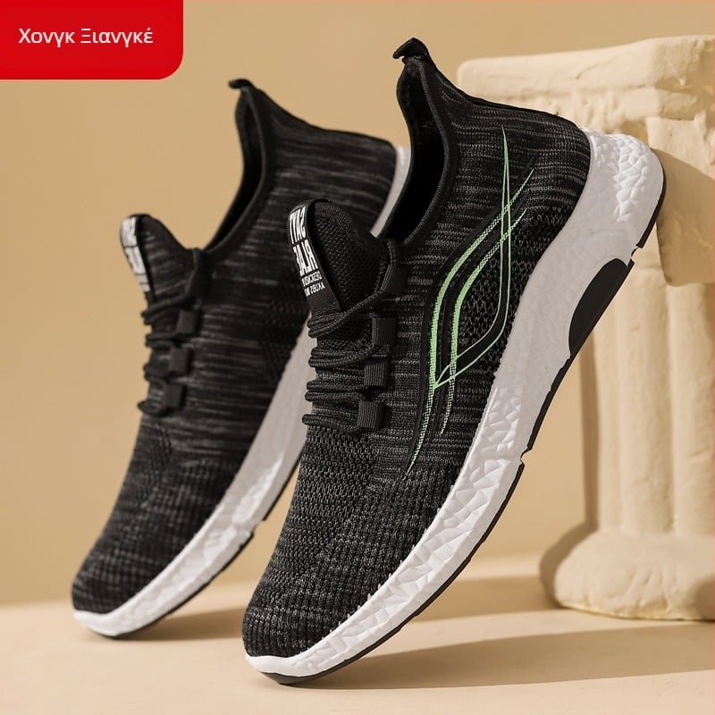 Ανδρικά αναπνεύσιμα ελαφρά παπούτσια σπορ-casual με ριγέ σχέδιο και διχτυωτή επένδυση