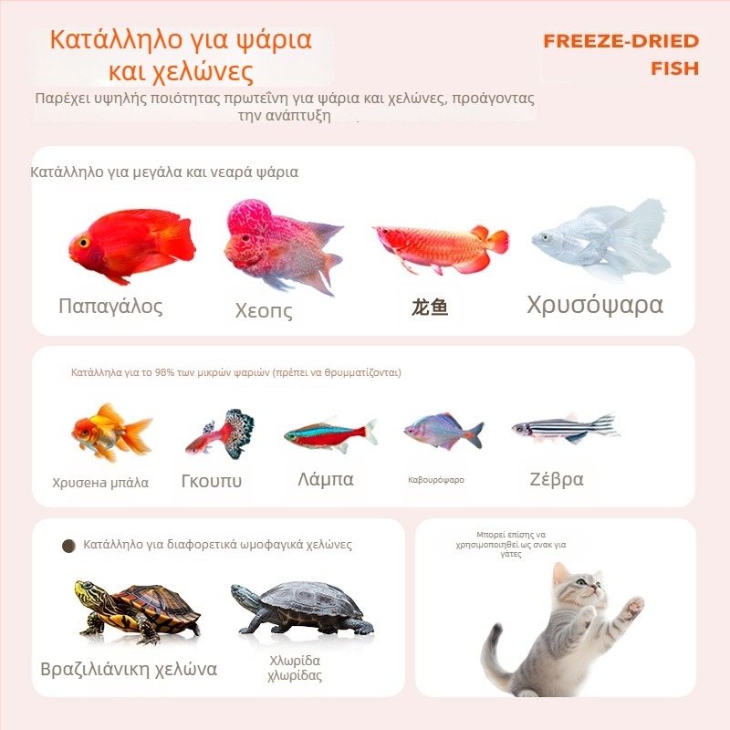 Τροφή χελωνών Bessen – Καταψυγμένα-ξηραμένα μικρά ψάρια και αποξηραμένες χελώνες για κατοικίδια ενυδρείου