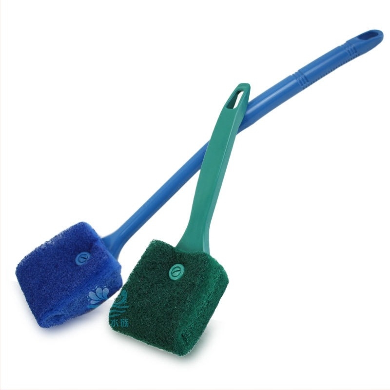 Βούρτσα καθαρισμού γυαλιού ενυδρείου με μακριά λαβή, διπλής όψεως, αφαίρεση φυκών, PVC