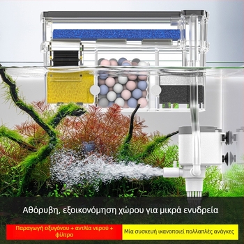 Επιτοίχιος φίλτρο ενυδρείου με κυκλοφορία, 3-σε-1 οξυγόνωση και καθαρισμό νερού, πλαστικό, Songbao 22222