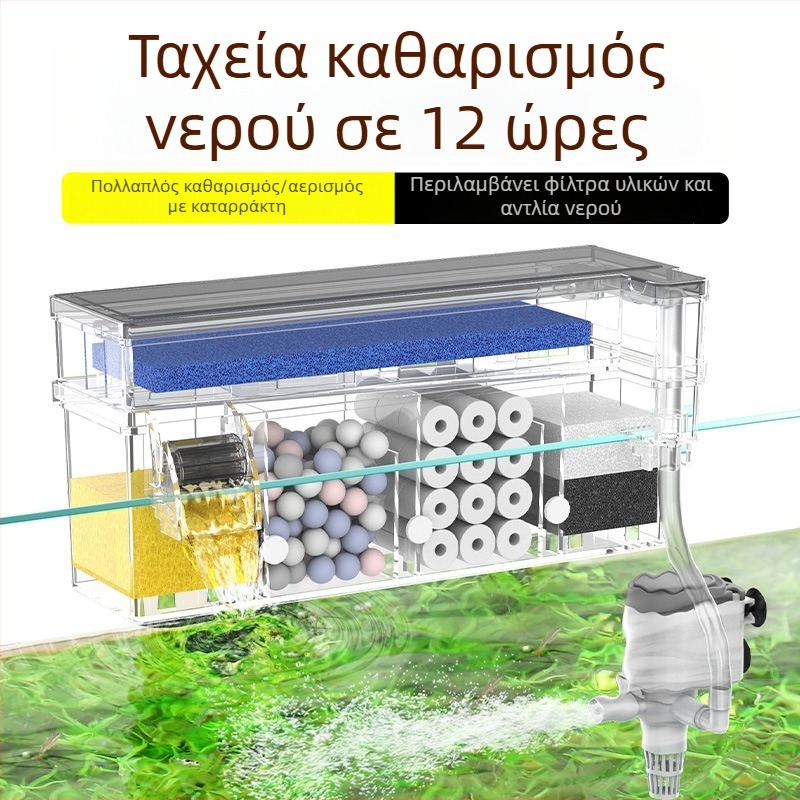 Επιτοίχιος φίλτρο ενυδρείου με κυκλοφορία, 3-σε-1 οξυγόνωση και καθαρισμό νερού, πλαστικό, Songbao 22222