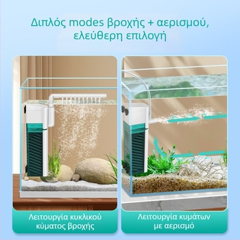 Αντλία φίλτρου ενυδρείου: μικρό, πολυλειτουργικό φίλτρο με ενσωματωμένη αντλία κυκλοφορίας, αερισμός με κυματισμό και υποβρύχιο ντους βροχής για μικρά ενυδρεία • Υλικό: πλαστικό • Μάρκα: Kyung ye • Βάρος: 173 g