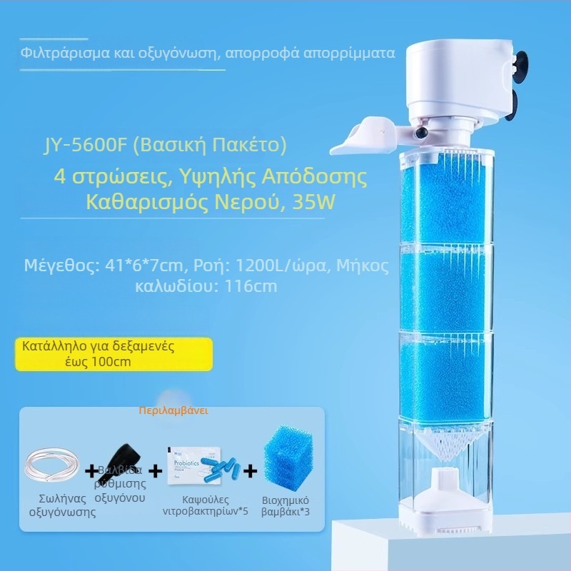 Yee Σύστημα φιλτραρίσματος ενυδρείου - 3-σε-1 ενσωματωμένη αντλία φιλτραρίσματος με κυκλοφορία, αναρρόφηση και οξυγονισμό (πλαστικό)