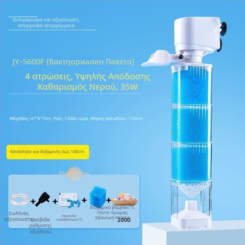 Yee Σύστημα φιλτραρίσματος ενυδρείου - 3-σε-1 ενσωματωμένη αντλία φιλτραρίσματος με κυκλοφορία, αναρρόφηση και οξυγονισμό (πλαστικό)