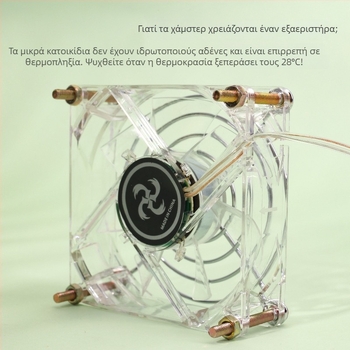 Ανεμιστήρας ψύξης για μικρά κατοικίδια (χαμστερ) | ακρυλική κατασκευή | δυνατότητα ιδιωτικής ετικέτας με άδεια | εξοπλισμός για κατοικίδια