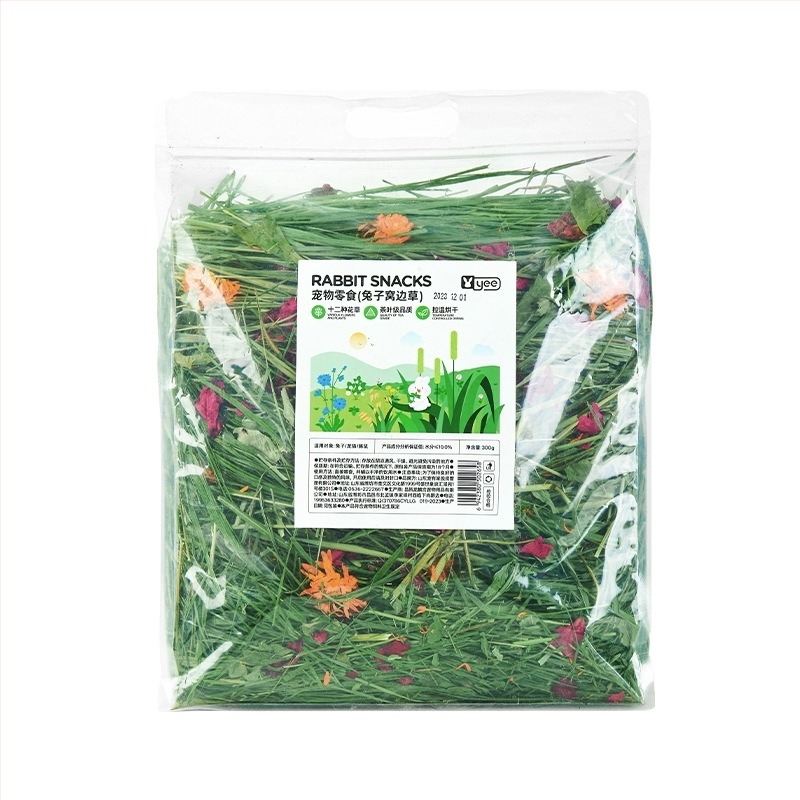 Yee Rabbit Hay — 12 ειδών: Timothy γρασίδι, αλφαλά, βρώμη, μέντα, chicory γρασίδι; ξηρή τροφή κατοικίδιων, 500 g, 1 συσκευασία