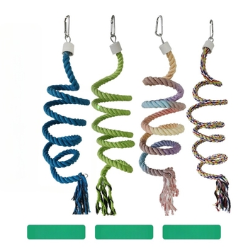 Παιχνίδι παπαγάλου από βαμβακερό σχοινί με σχοινί αναρρίχησης, σπειροειδή σκάλα, κρεμαστό δαχτυλίδι και ιμάντα για μικρά πουλιά