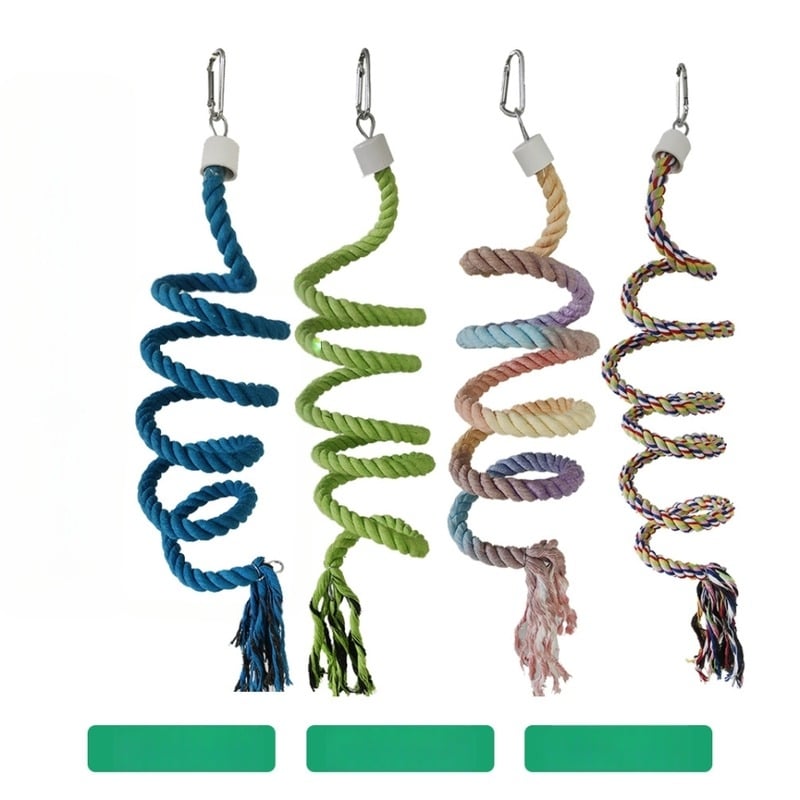 Παιχνίδι παπαγάλου από βαμβακερό σχοινί με σχοινί αναρρίχησης, σπειροειδή σκάλα, κρεμαστό δαχτυλίδι και ιμάντα για μικρά πουλιά