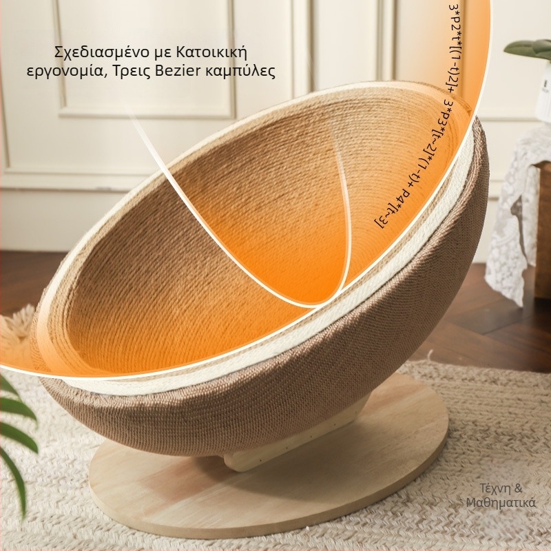 Σύστημα για γάτες: συνδυασμένη σανίδα γρατσουνίσματος και φωλιά, αναπνεύσιμη κατασκευή από πλάκα, για εσωτερική χρήση