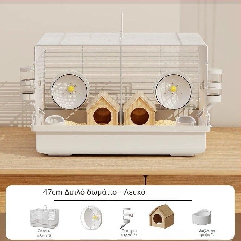 Μεταλλικό κλουβί για χάμστερ με δύο ανεξάρτητα διαμερίσματα, διαχωρισμένο σχέδιο, μάρκα Xingxingwen, κατάλληλο για όλες τις εποχές.