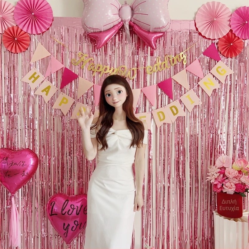 Φόντο γαμήλιας αίθουσας – ρομαντική ατμόσφαιρα, διακοσμητικές κορδέλες, πλαστικό υλικό, κατάλληλο για γάμους