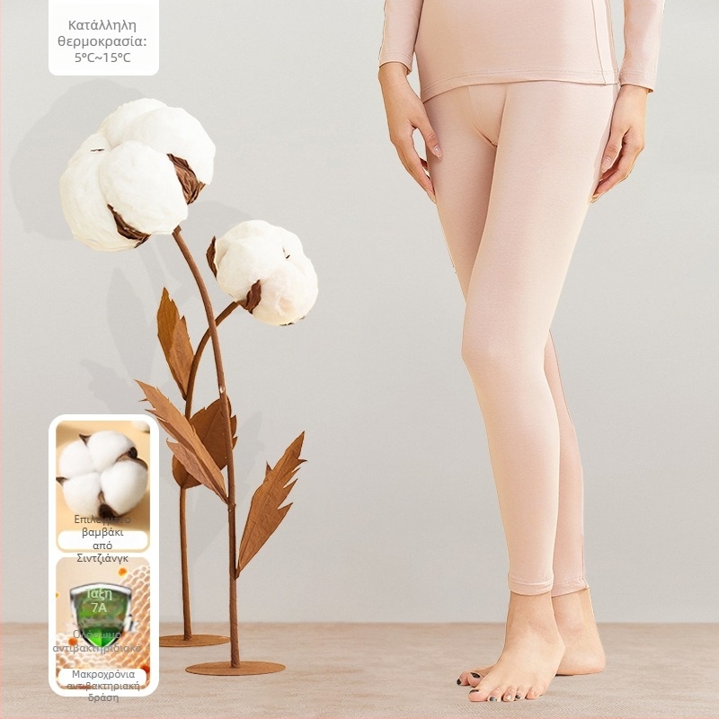 Γυναικείο σετ θερμικών εσωρούχων, 95% βαμβάκι, αντιβακτηριακό, στρογγυλός λαιμός, πουλόβερ πάνω