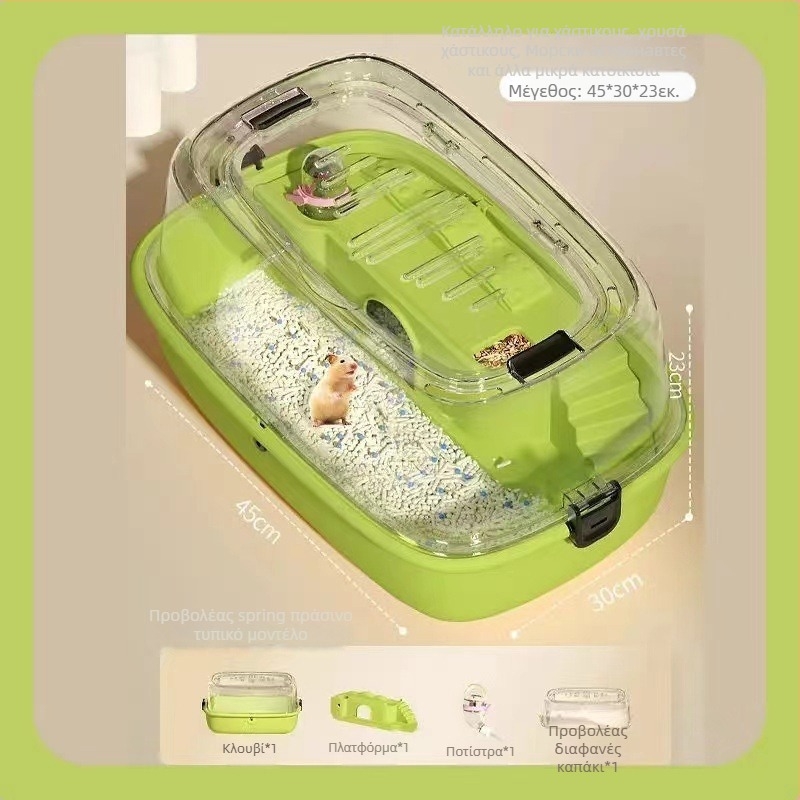 Κλουβί για χάμστερ, PP υλικό, ορθογώνιο σχήμα, αποσπώμενος σχεδιασμός, στυλ καρτούν