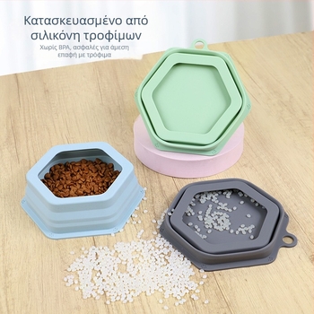 Αναδιπλούμενο μπολ σιλικόνης για σκύλους και γάτες, προστασία από διαρροές, φορητό εξωτερικό μπολ για φαγητό και πόσιμο, με κρεμάμενη σχεδίαση