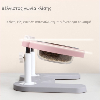 Διπλό υπερυψωμένο μπολ για γάτες με κεκλιμένο άνοιγμα και προστασία του λαιμού — ABS+μέταλλο+γυαλί, μάρκα Midali, προέλευση Zhejiang