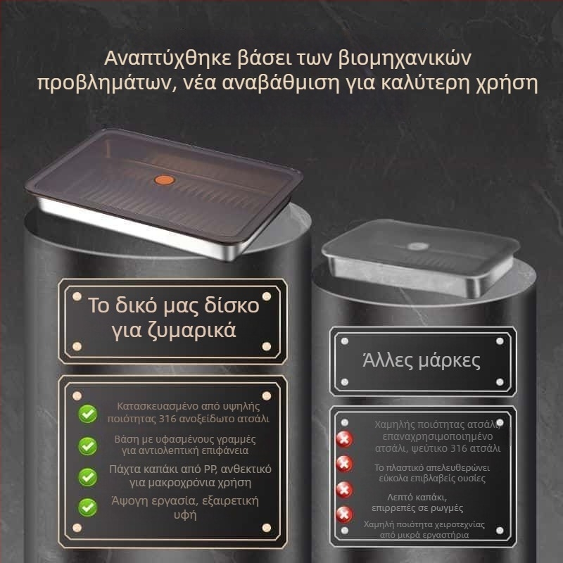 Κουτί αποθήκευσης τροφίμων από ανοξείδωτο χάλυβα 316 με καπάκι, πολυχρηστικό για συντήρηση σε ψυγείο/κατάψυξη, παχύτερο σφράγισμα